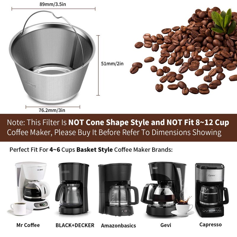RUOYING Perfect Fit Mr Coffee Reusable Basket Coffee Filters - 4-5 Cup, Replace Mr Coffee Gold Tone Filters - Image 5